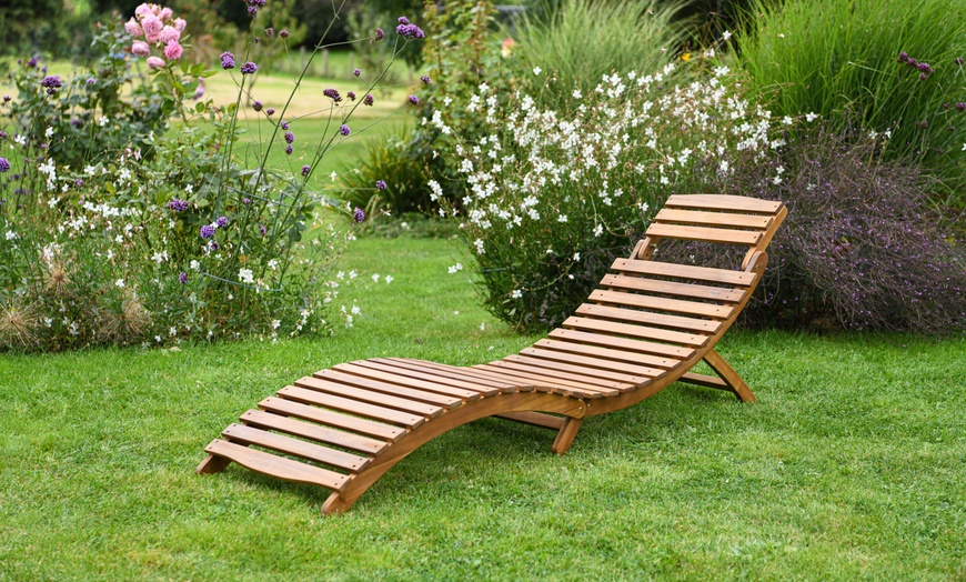 Image 3: One or Two Acacia Sun Lounger with Cushion