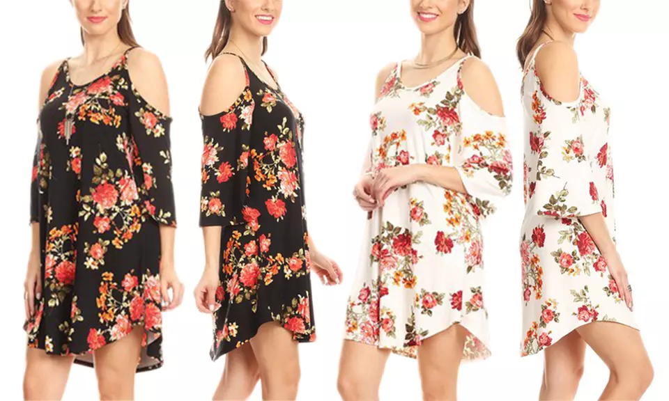 Nelly Women's Printed Open-Shoulder Tunic Dress Plus Sizes Available - Primary Image