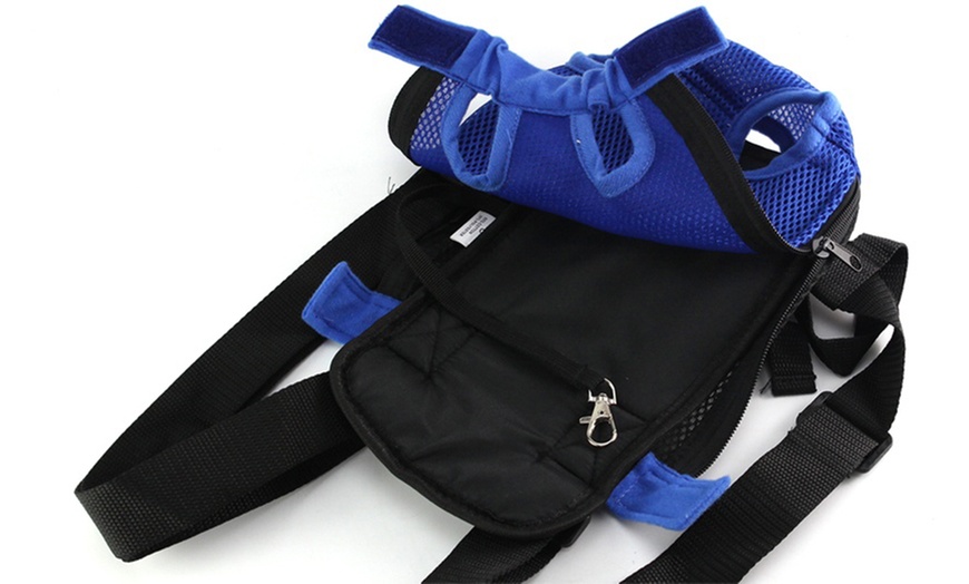 Image 6: Adjustable Front Pet Carrier Travel Backpack
