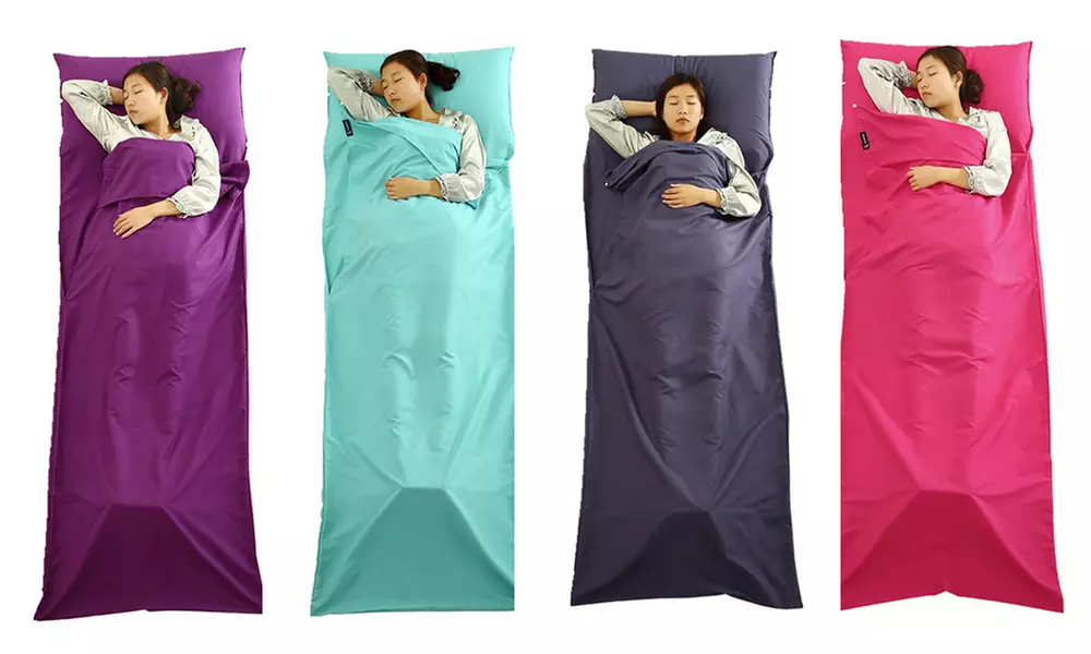 1 of 2 opvouwbare katoenen slaapzakken met geïntegreerd kussensloop
