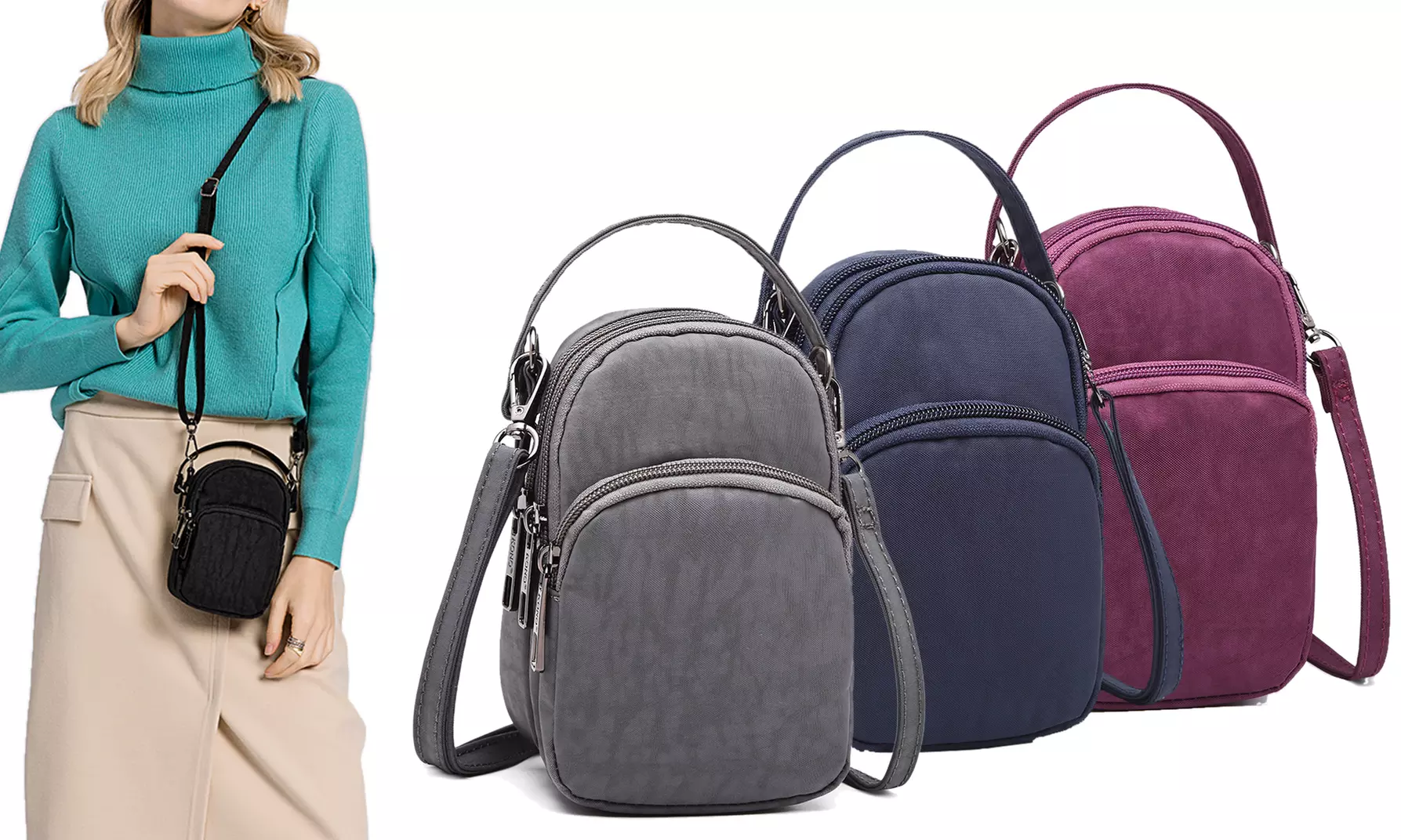 Petit sac en bandoulière avec rangement, coloris au choix - Primary Image