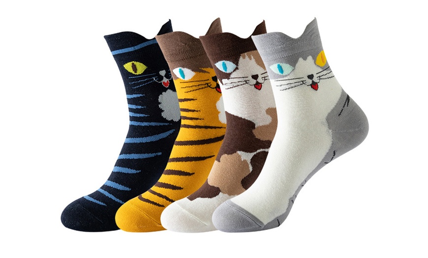 Image 4: 1, 4 ou 8 paires de chaussettes motif chat