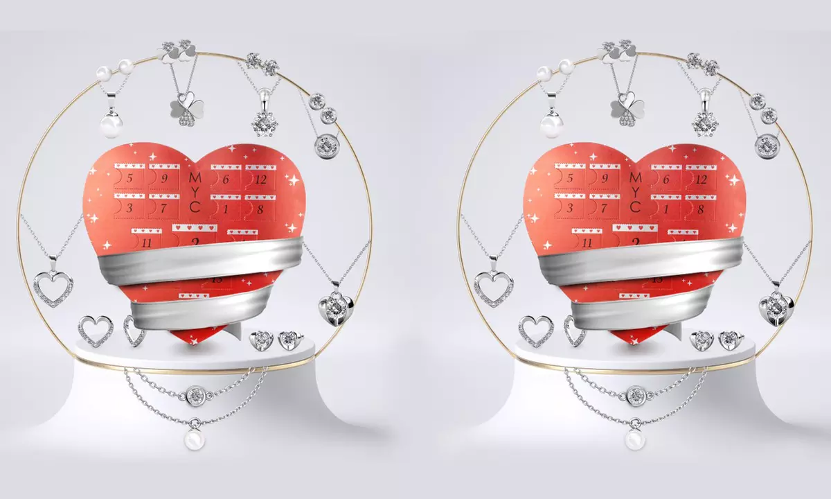 1 o 2 calendari dell'Avvento con 14 gioielli in cristallo