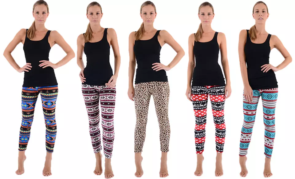 Women's Printed Sherpa-Lined Leggings - Primary Image