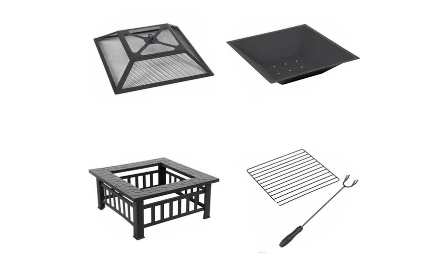 Image 3: Three-in-One Fire Pit, Barbecue Grill and Ice Bucket