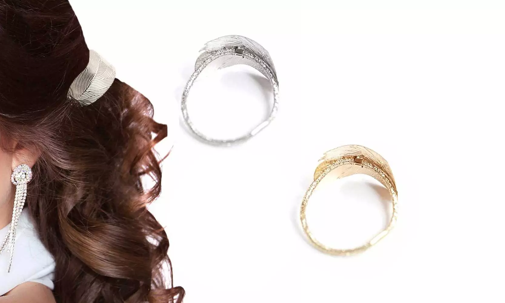 Metallic Leaf Ponytail Holders Set (2-Piece) - Primary Image