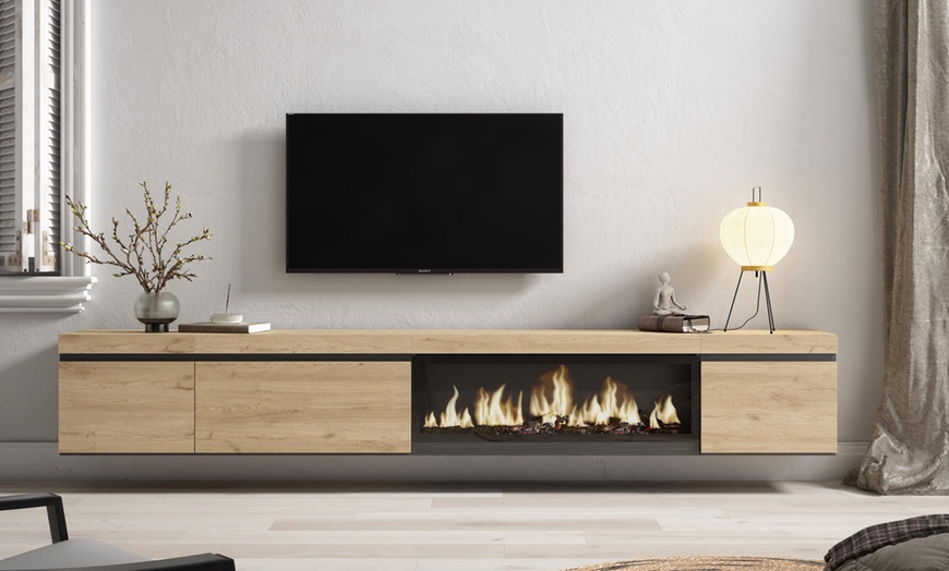 Image 9: Mueble TV '' Cozy'' con Chimenea Eléctrica XXL opcional y almacenaje