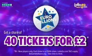 Share of 40 EuroMillions Tickets for £2* by LottoGo