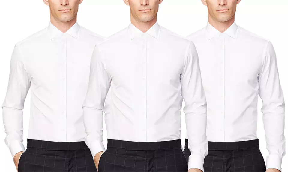 Verno Men's Slim Fit White Dress Shirts (3-Pack) - Primary Image