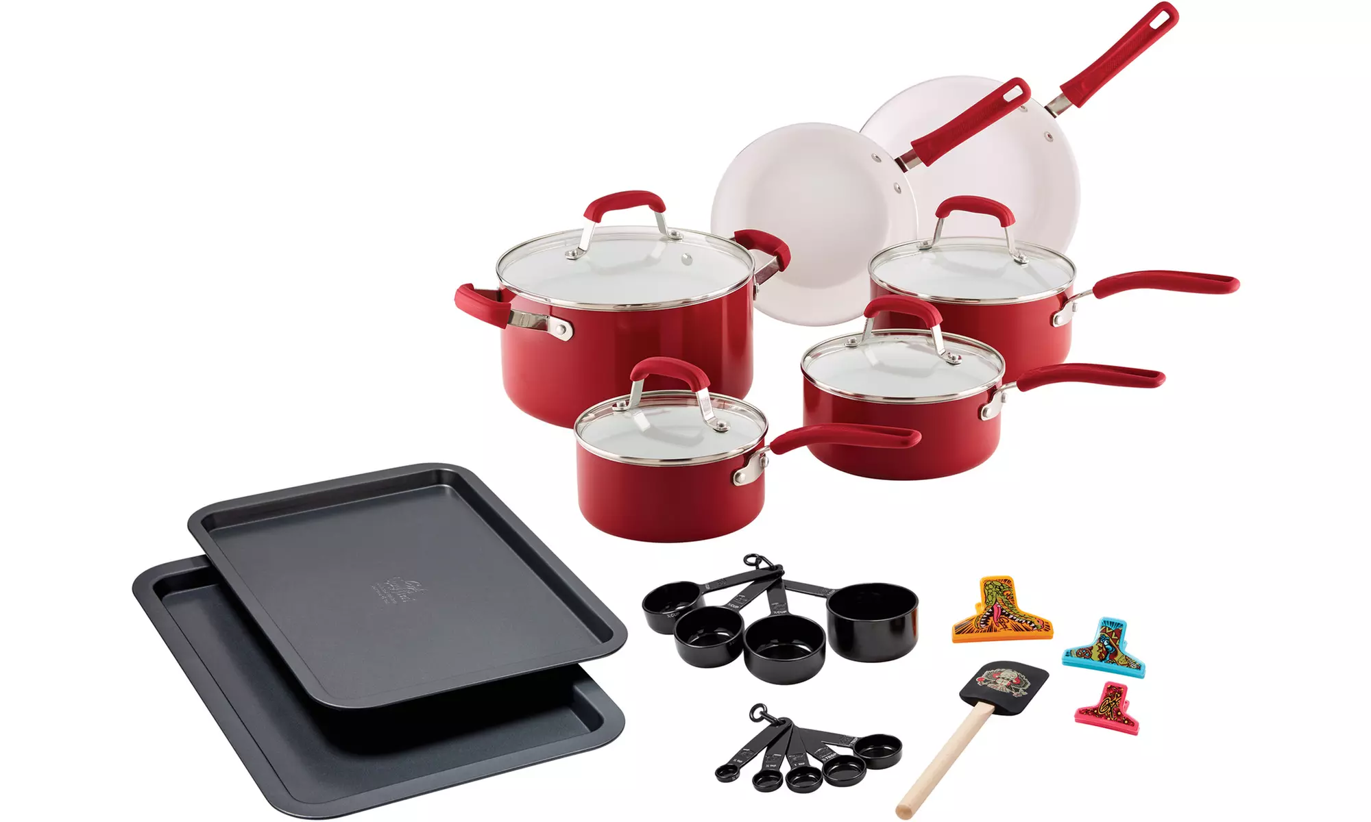 Guy Fieri Ceramic Nonstick Aluminum Cookware Set (25-Piece) - Second Medium