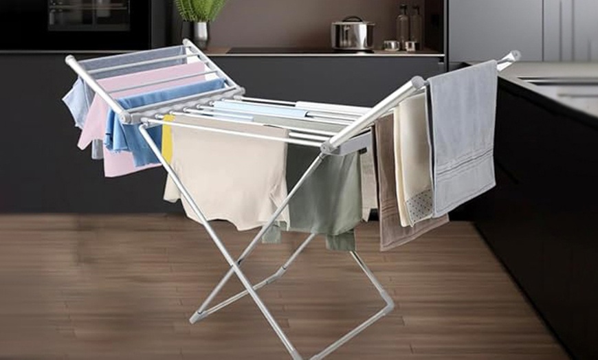 Image 2: Energy Saving Aspect Heated Clothes Airer with Cover