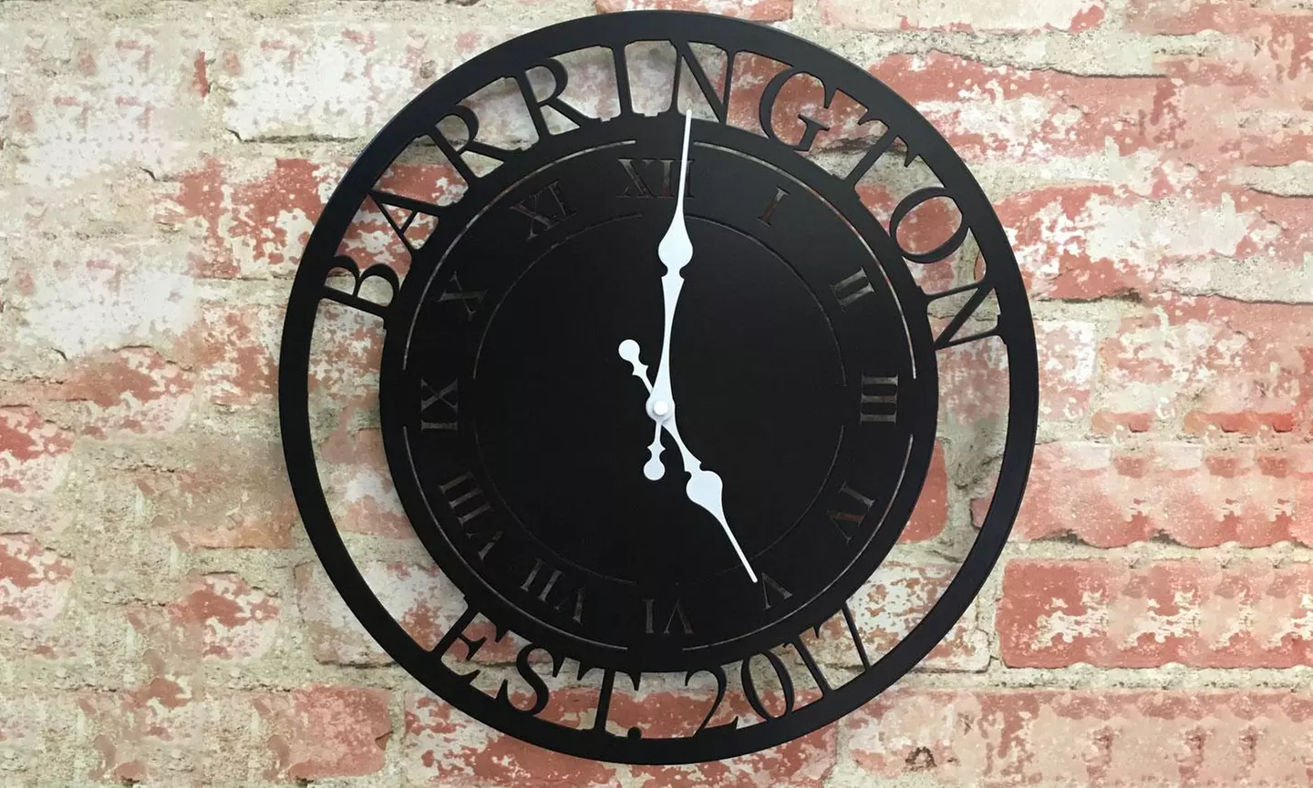 One 14.5" Personalized Laser-Cut Steel Clock from Metal Unlimited (50% Off) - Primary Image