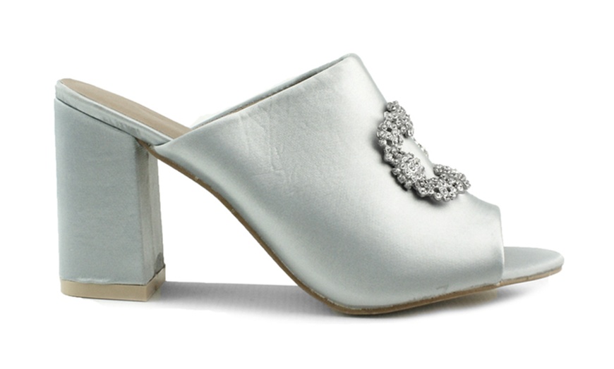 Image 5: Embellished Peeptoe Heeled Mules