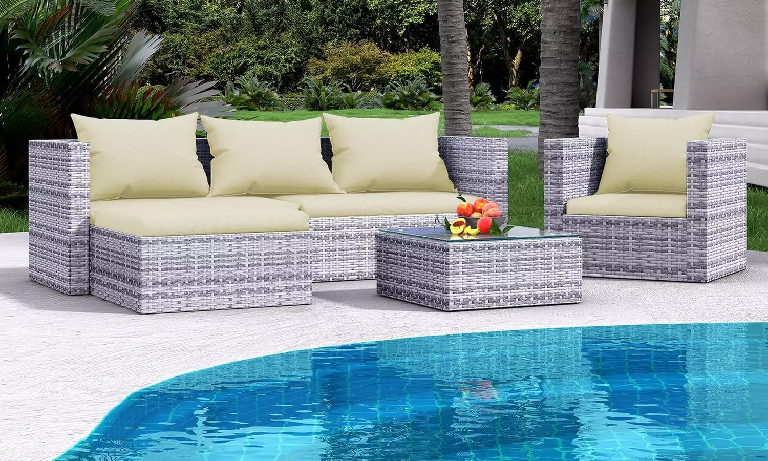 5-Seater Garden Rattan Effect Furniture Sofa Table Chairs Set