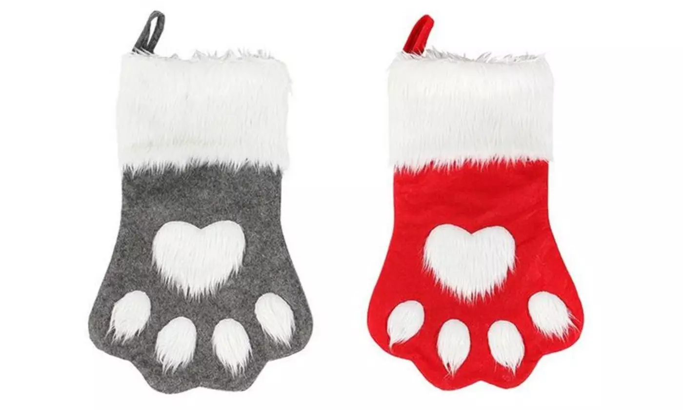 Calza natalizia a forma di zampa di animali, disponibile in 2 colori - Primary Image