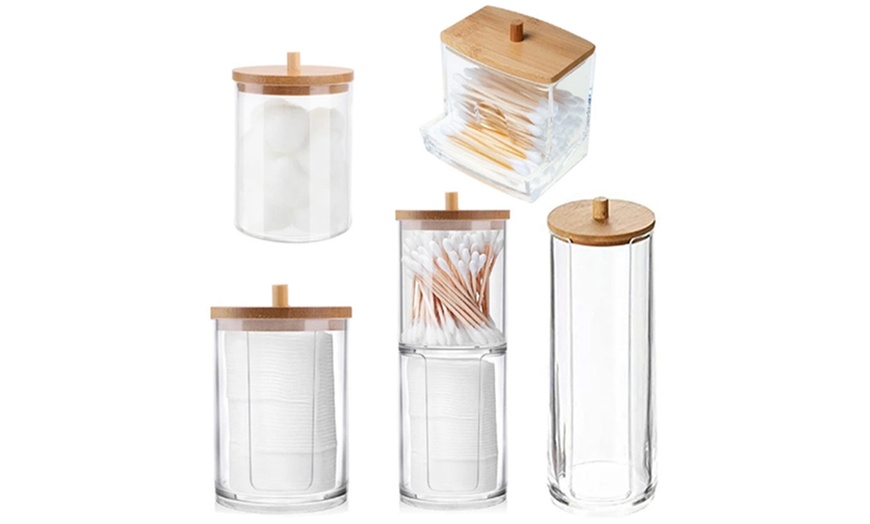 Image 1: Clear storage containers with Bamboo lids