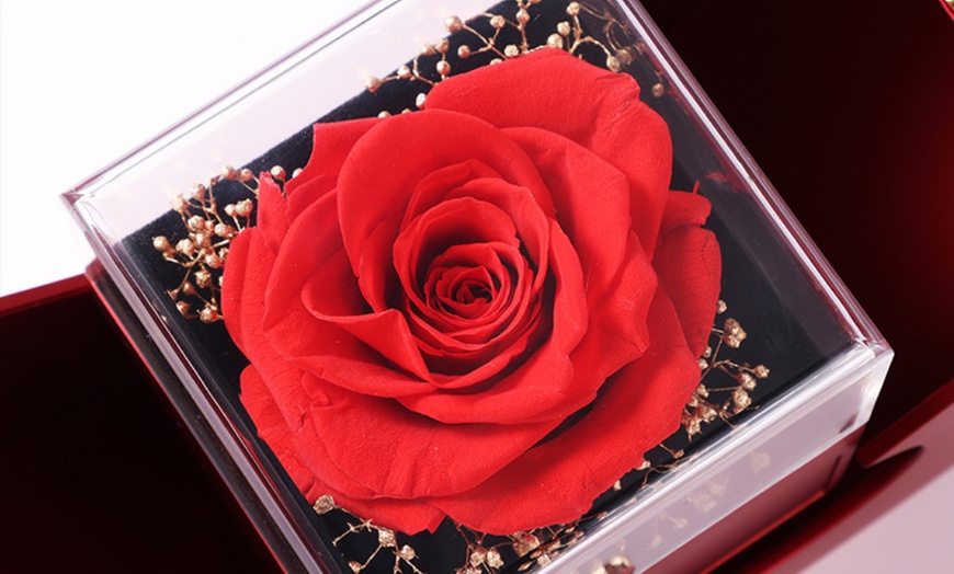 Image 7: Preserved Red Rose in Storage Box with Clover Hollow Necklace