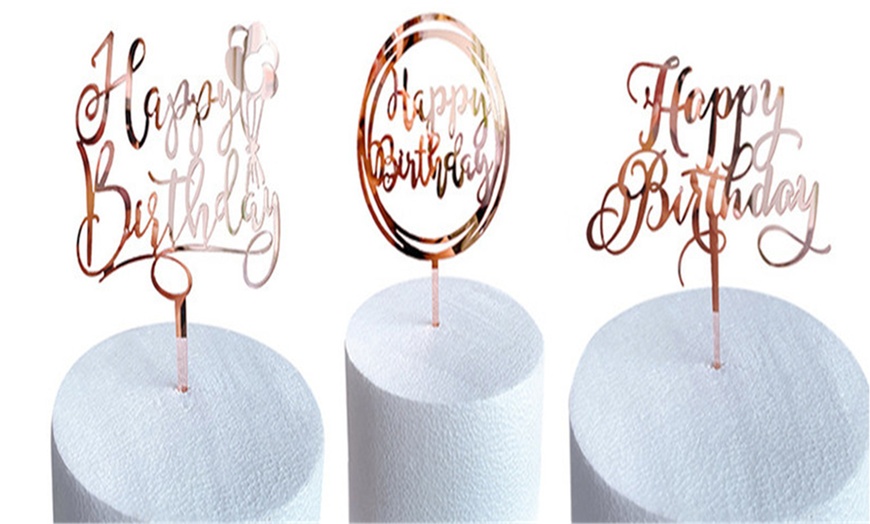 Image 2: Six-Piece Acrylic Birthday Cake Topper Set