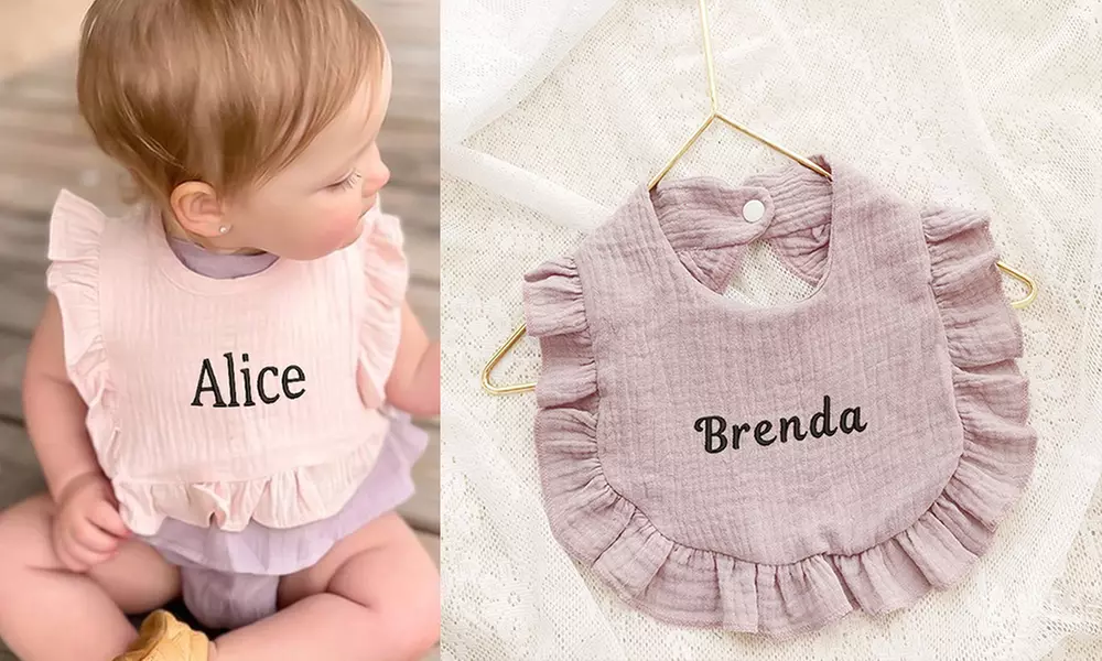 Baby-Latz, Rucksack, Kulturbeutel oder Babydecke mit Bestickung