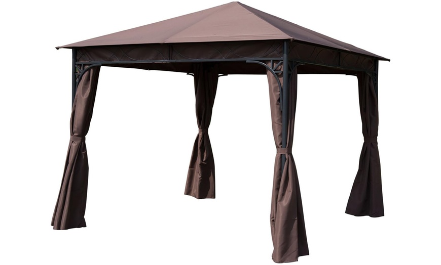 Image 7: Outsunny Outdoor Gazebo Canopy Shelter with Curtains