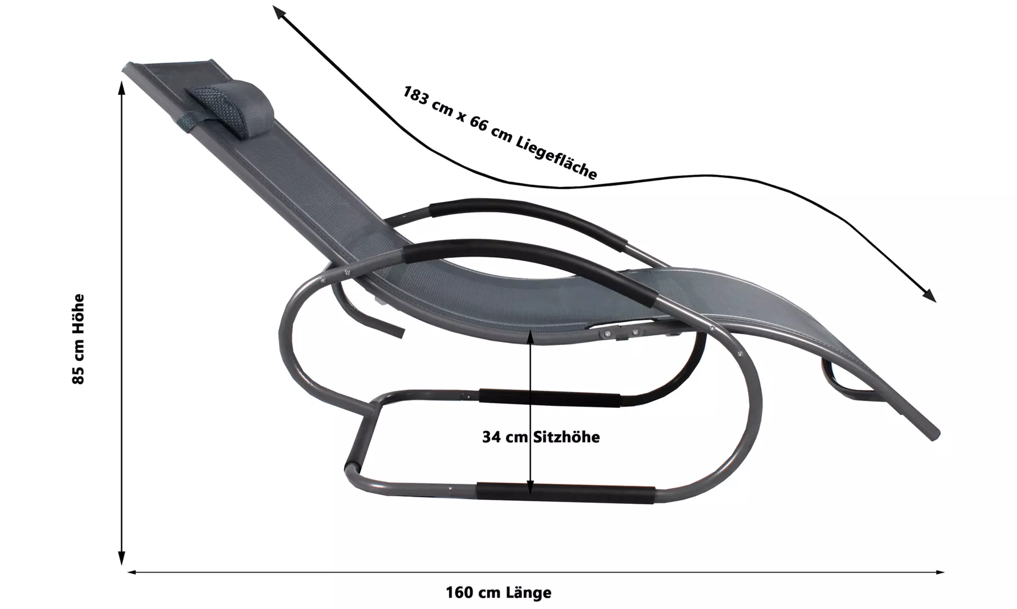 Meerweh Luxus XXL Aluminium-Schwingliege sehr bequem extra breit und stabil in Grün, Blau oder Grau - Second Medium