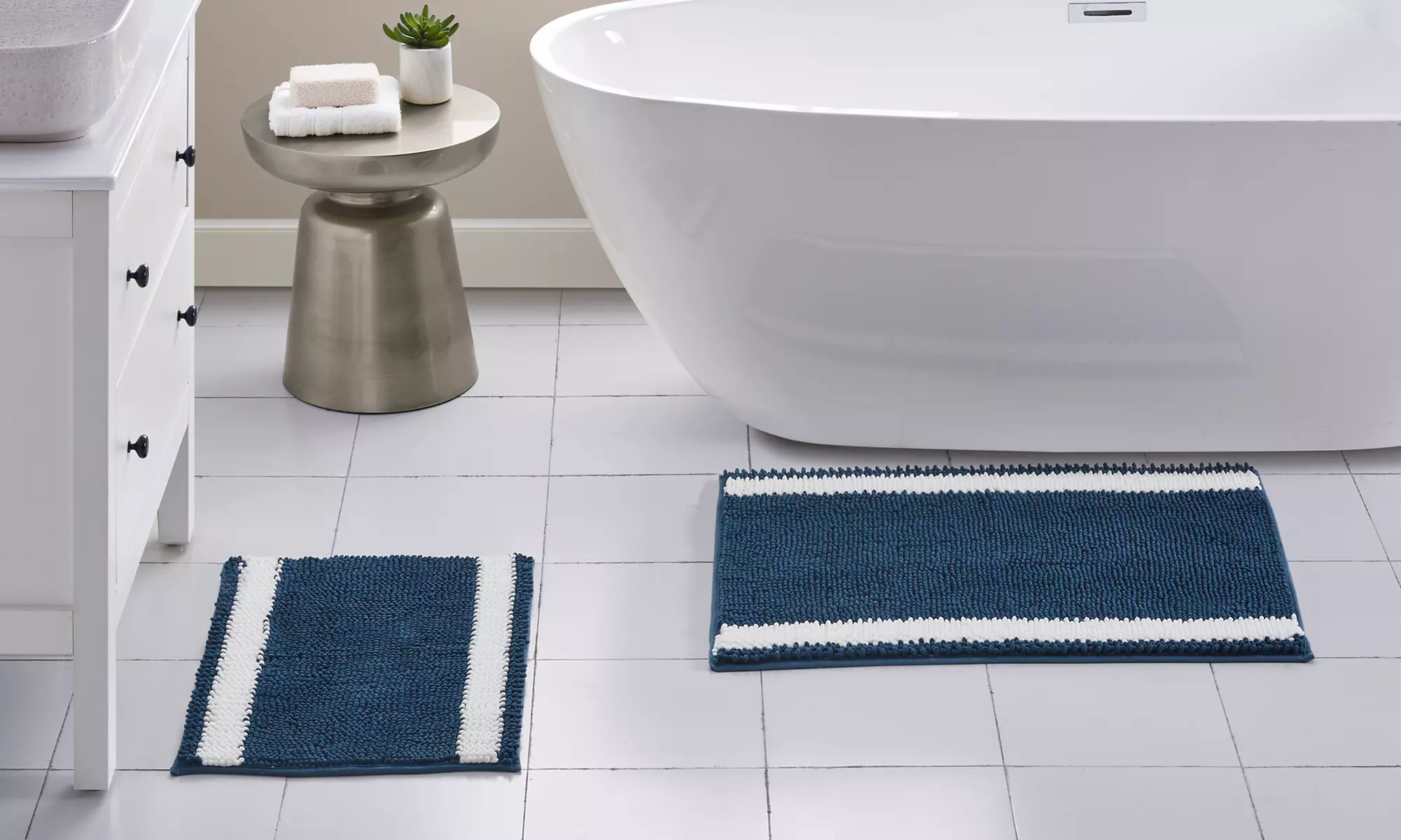Noodle Striped Bath Rugs (1- or 2-Piece)  - Primary Image