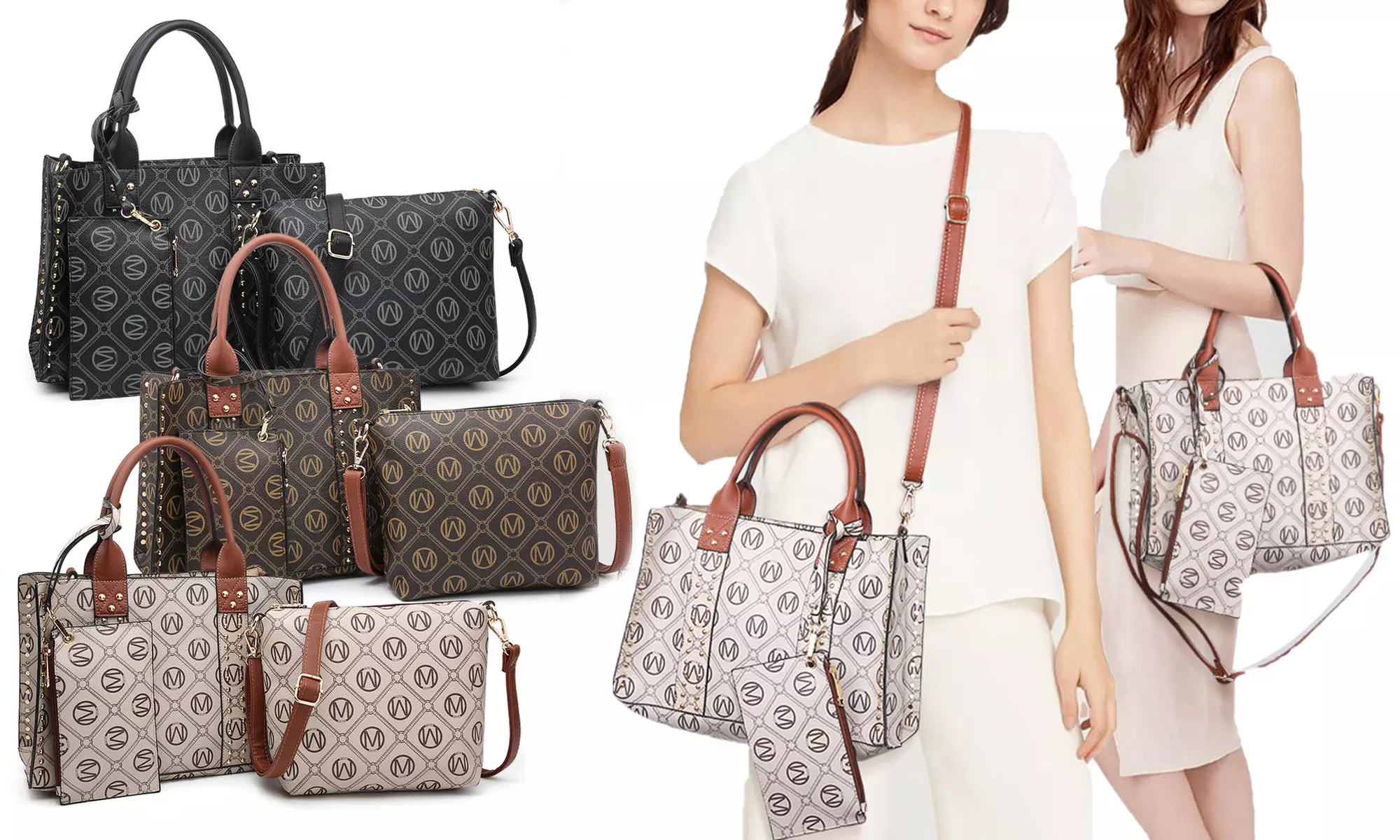 MKP Collection Women's M Signature Top Handle Satchel and Shoulder Purse Set (3-Piece) - Primary Image