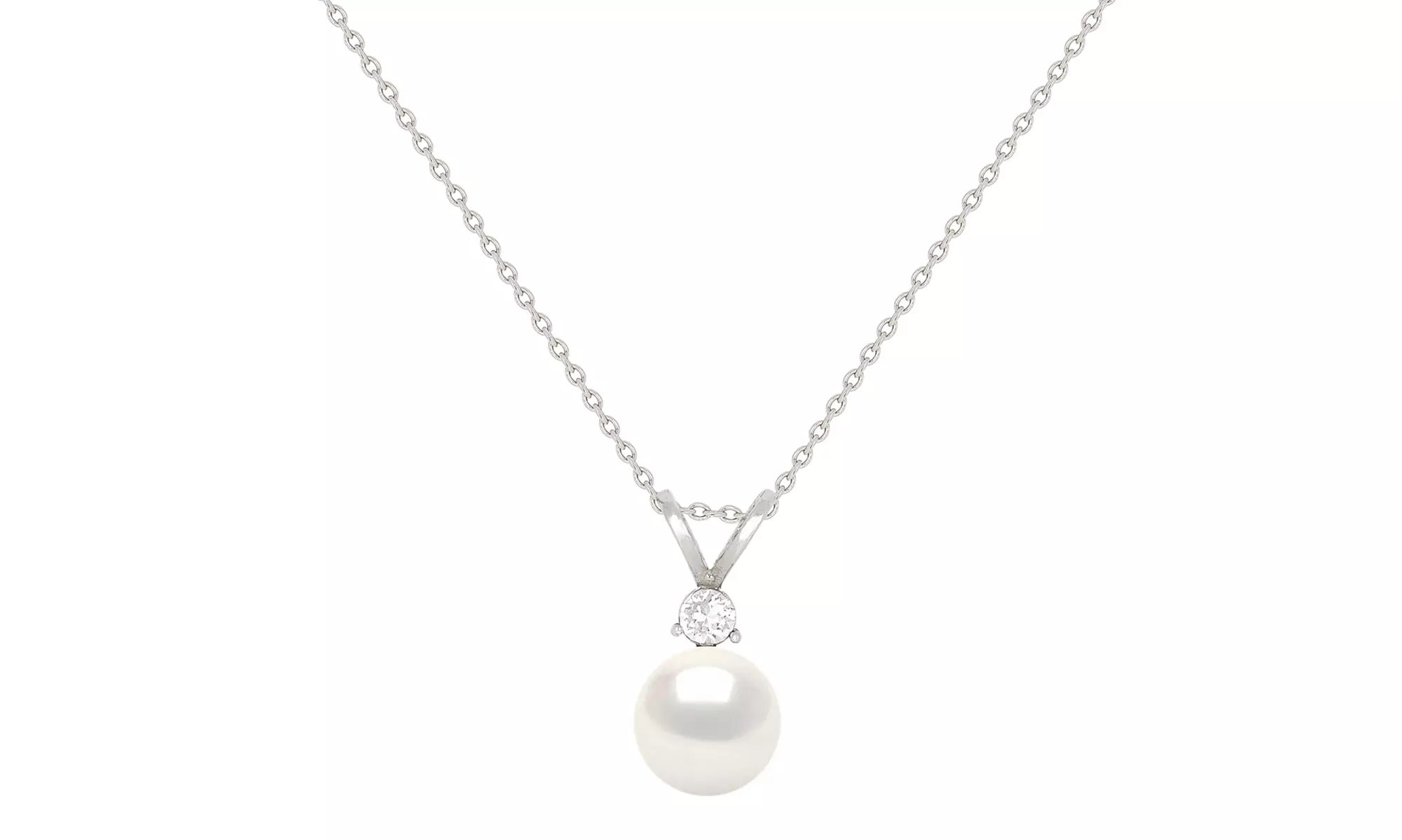 Collier en argent 925 orné d’une perle et d’un cristal autrichien