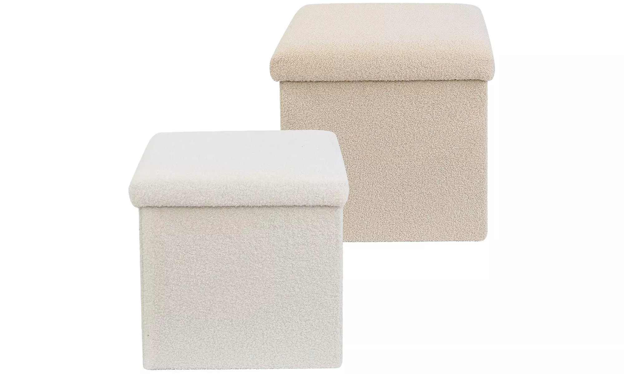 Teddy Boucle Storage Ottoman or Foldable Cube Footstool