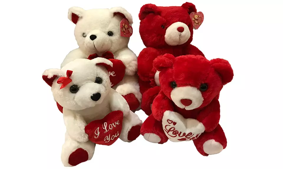 Valentine's Day Plush Bear with Embedded Heart - Primary Image