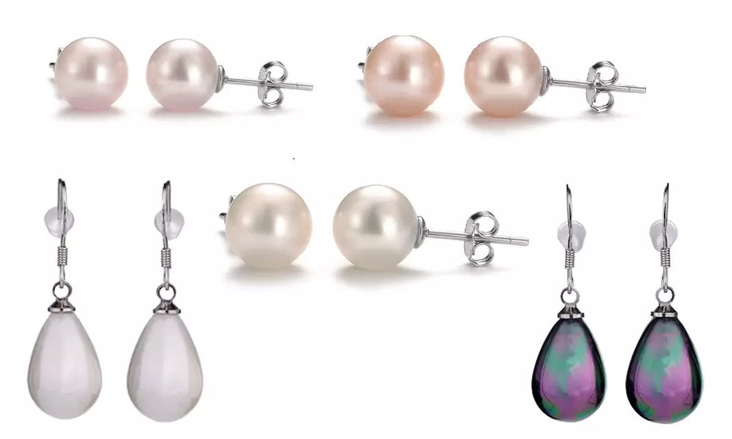 Boucles d'oreilles en argent sterling 925, modèle perle ronde ou goutte perlée au choix - Primary Image