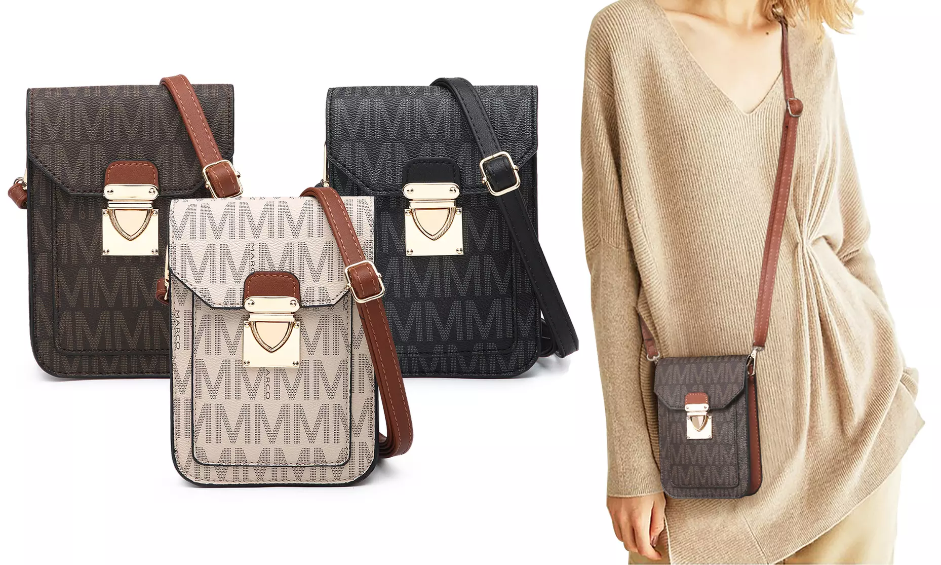 MMK Collection Marco Signature Small Crossbody Cell Phone Wallet Purse - Primary Image