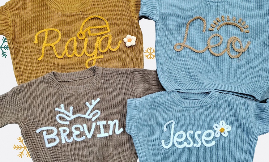 Image 1: One or Two Personalized Embroidery Baby Sweater