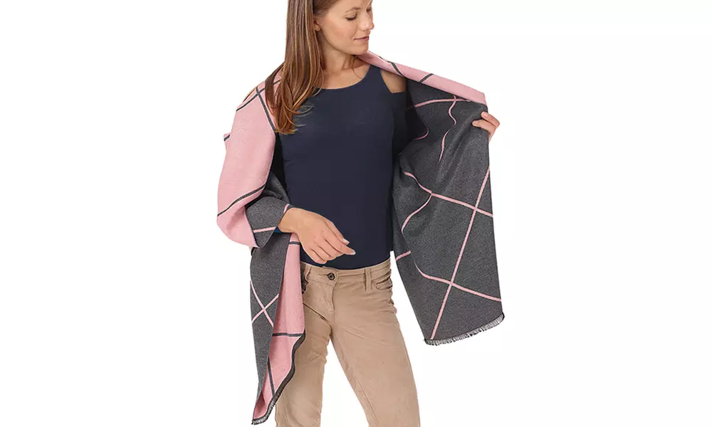 Écharpe oversize à motifs géométriques modèle Célina - Second Medium