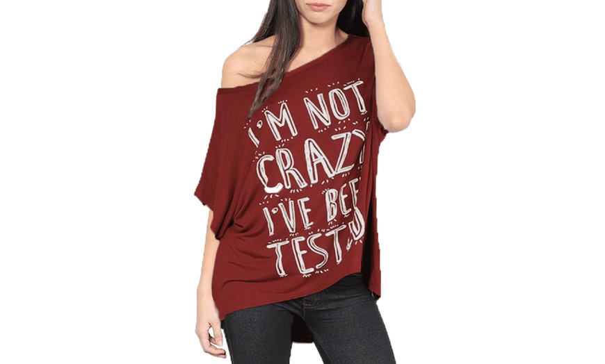 Image 12: Slogan Oversized Batwing Sleeve T-Shirt