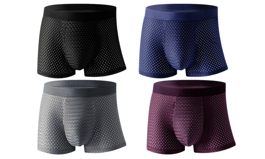 Image 1: Four-Piece Ice Mesh Soft Breathable Boxers for Men