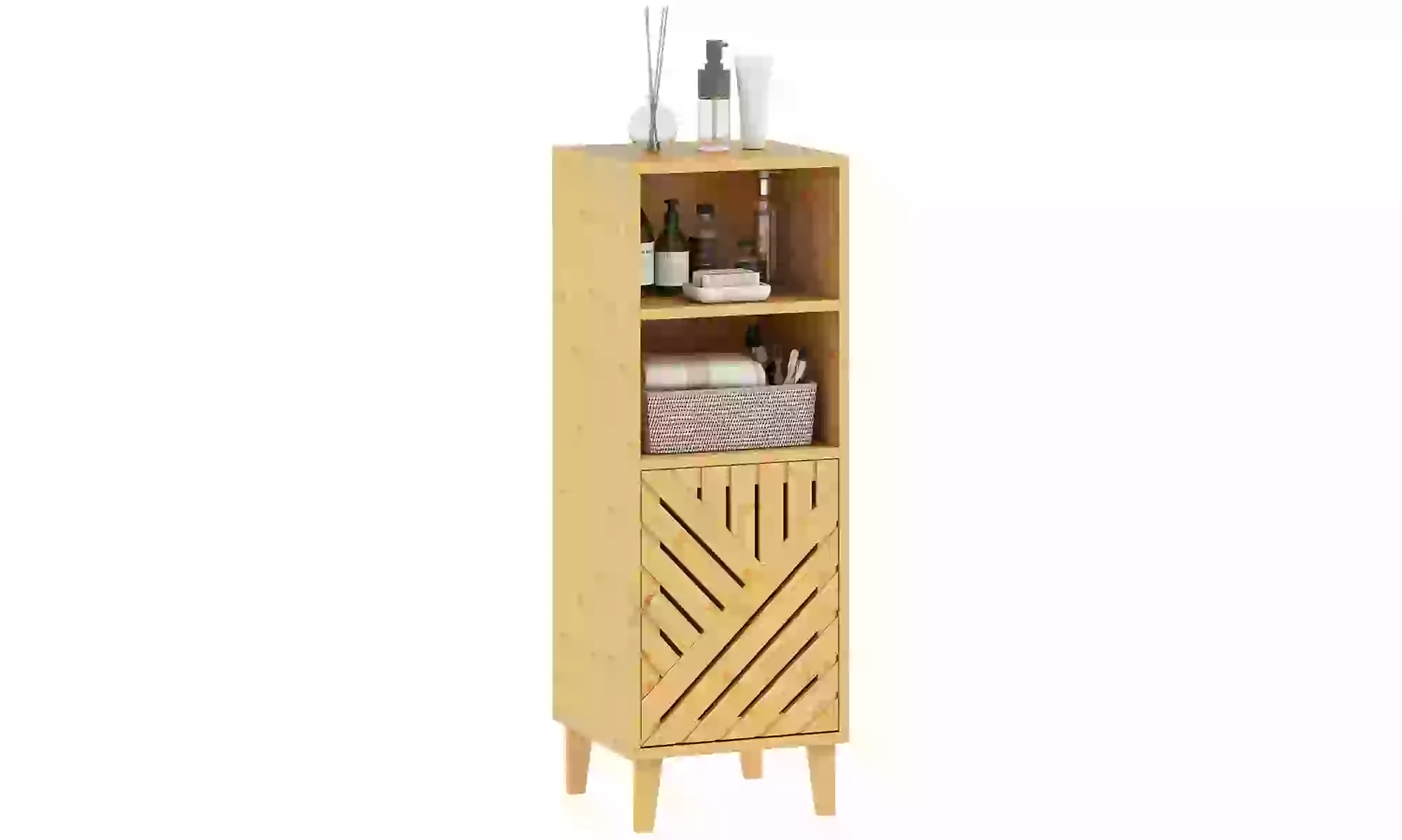 Homcom Bamboo Bathroom Under Sink Cabinet with Adjustable Shelf