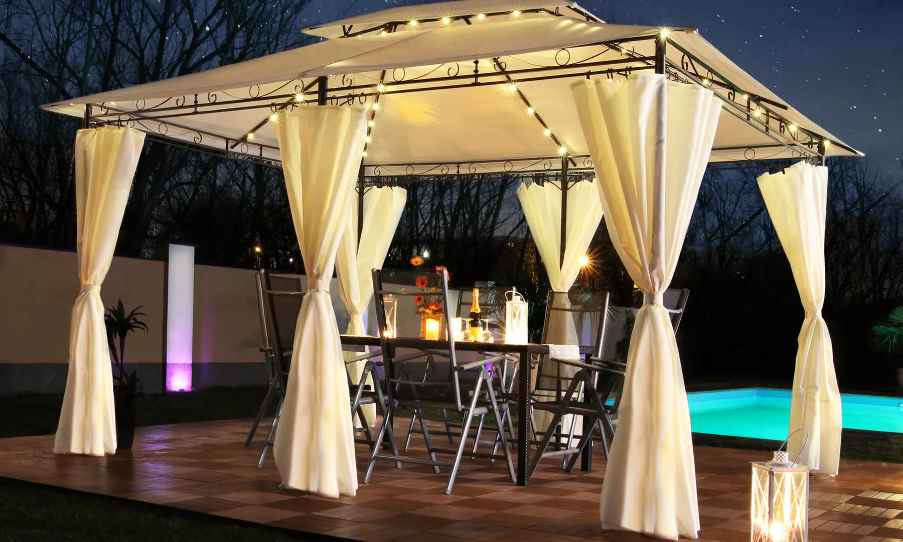 Gazebo with LED Lights With Free Delivery - Primary Image