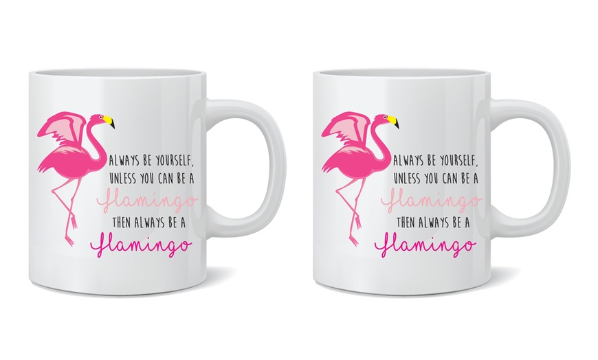 Image 13: One or Two Flamingo Print Mugs