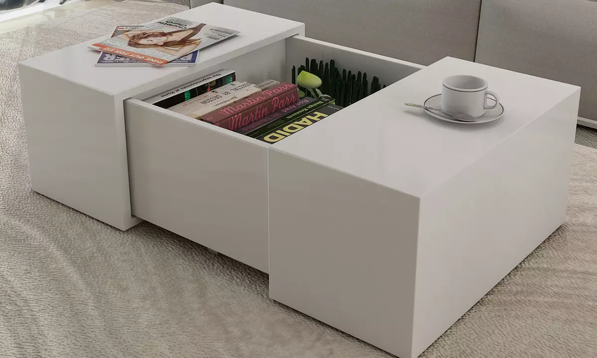 Kaffeetisch in Hochglanz-Weiß - Primary Image