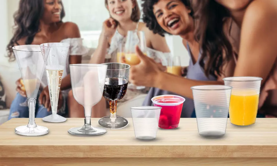 Lot de 24,48 ou 96 verres en plastique jetables de la marque PMS, livraison offerte - Primary Image