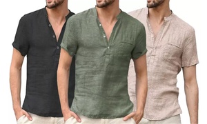 Men's Casual Button-Up T-Shirt