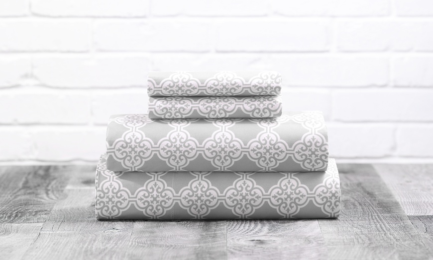 Printed Microfiber Sheet Sets - 3 Styles to Choose From | Groupon