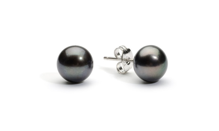 Black Pearl Stud Earrings | Groupon Goods