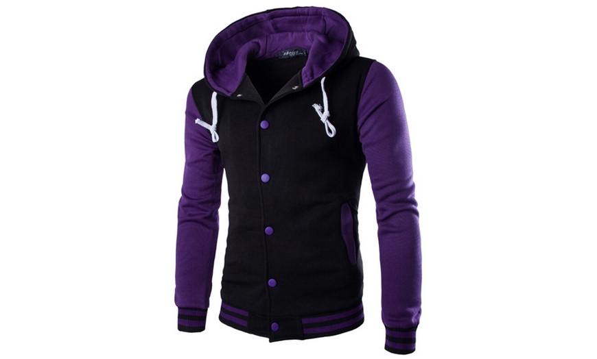 Image 4: Men's Hooded Baseball Jacket