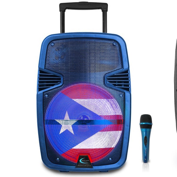 technical pro puerto rican pride rechargeable wireless bluetooth speaker with mic