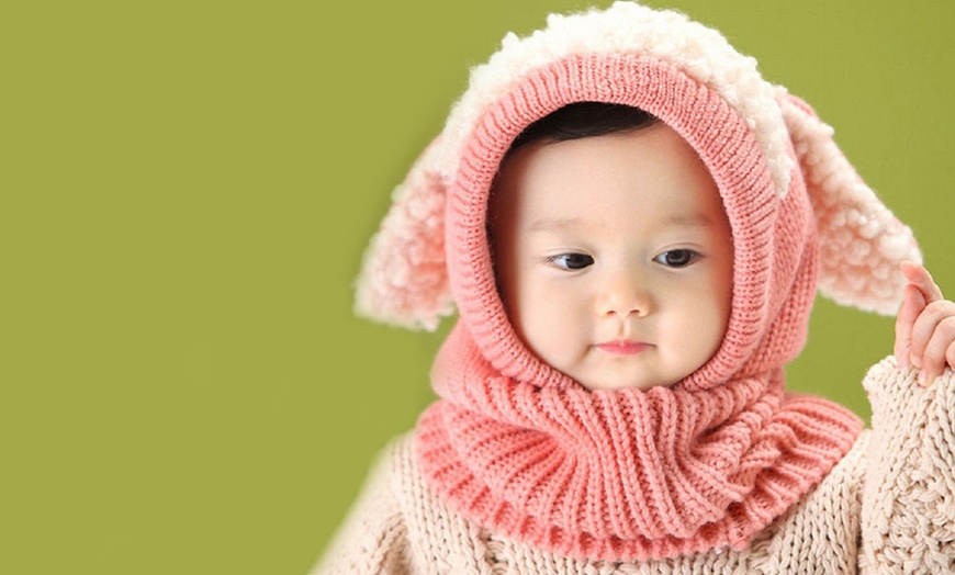 Image 7: Kid's Animal Knitted Hooded Scarf