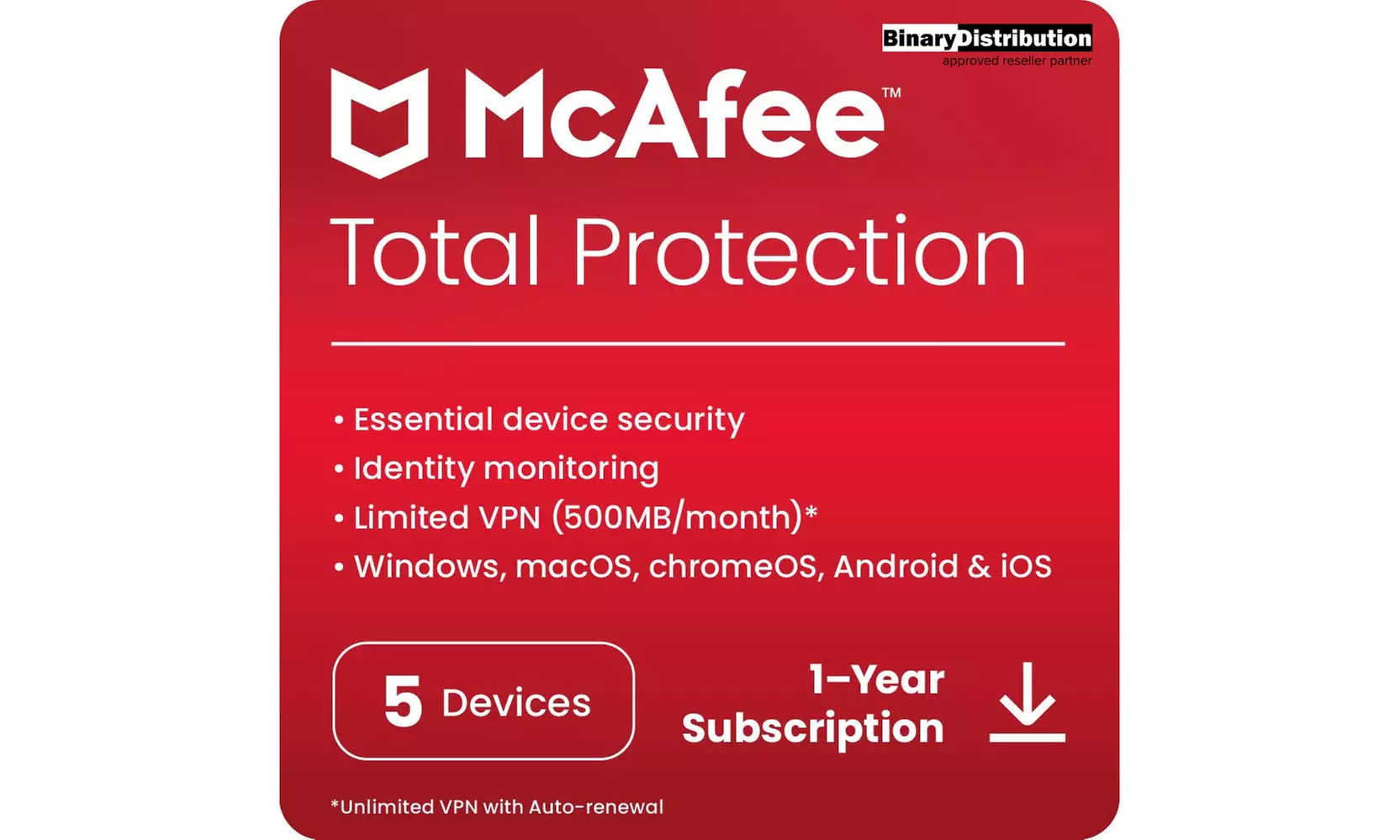 McAfee Total Protection 2024 para 1 o 5 dispositivos, con vigencia de 1 año, de McAfee - Second Medium