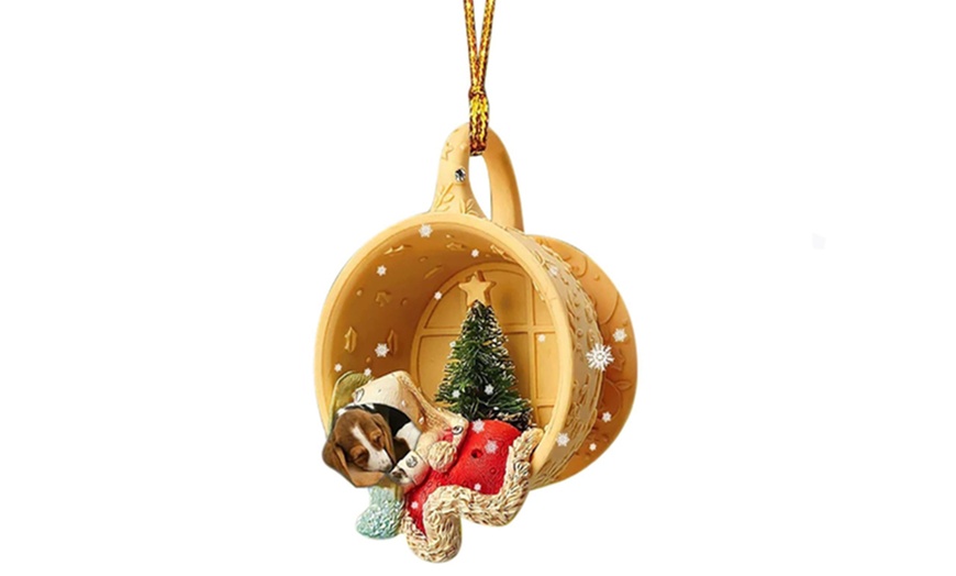 Image 5: Christmas Puppy Sleeping Hanging Ornament