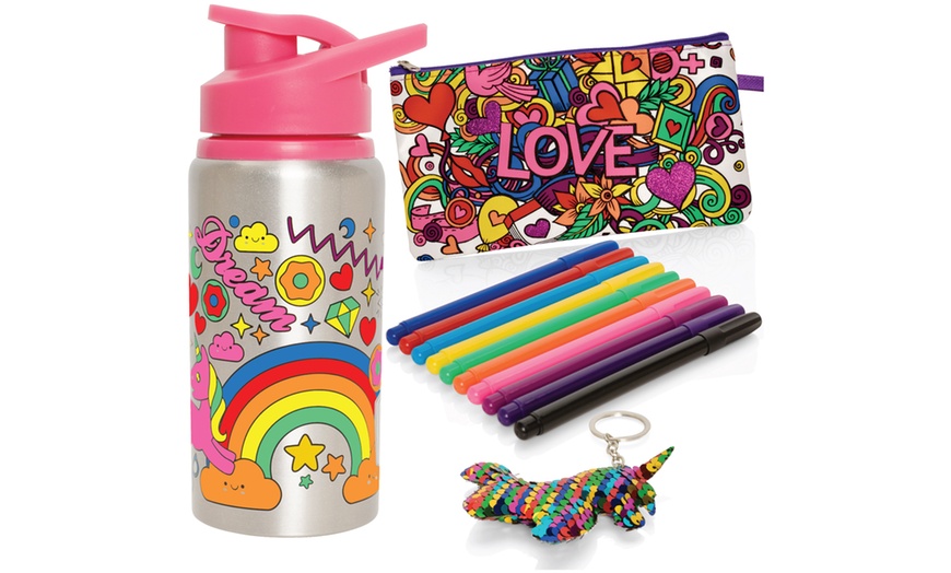 Image 4: Colour In Water Bottle and Pencil Case Set